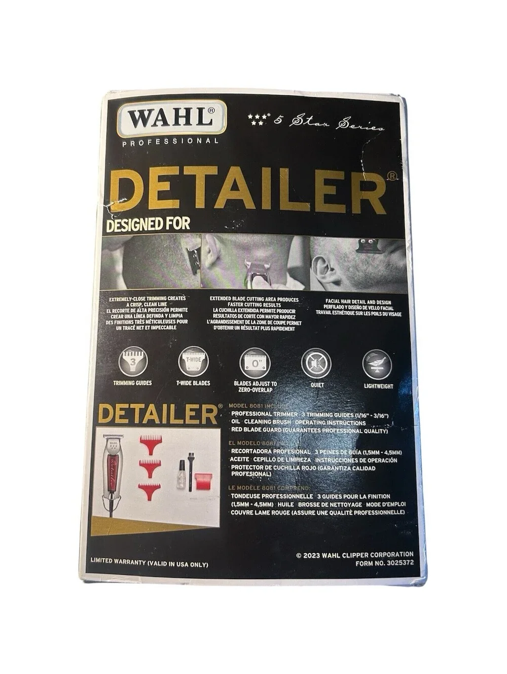 Wahl Professional 8081 5 Star Series Corded Detailer Trimmer Burgandy - New!